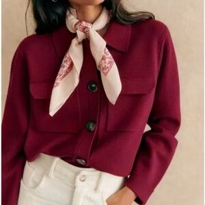 NEW Sezane Betty Cardigan in Garnet Red size XXS